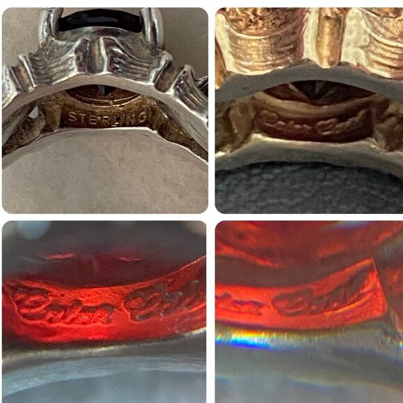 VTG Sterling Silver 925 Round Garnet Bamboo Style Triple Band Ring Sz 7.25 - Picture 9 of 16